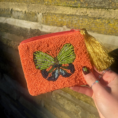 Butterfly Decorative Beaded Purse
