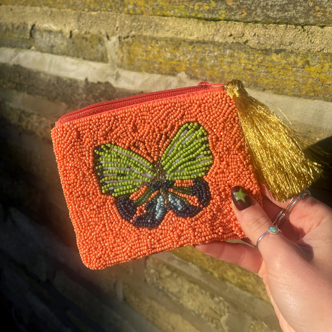 Butterfly Decorative Beaded Purse