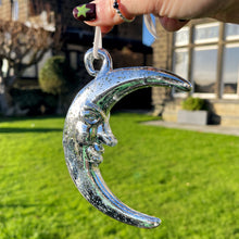 Silver Glass Man In The Moon Hanging Decoration