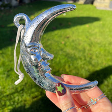 Silver Glass Man In The Moon Hanging Decoration