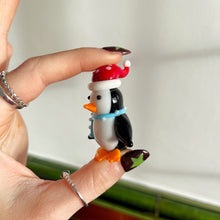 Hand Blown Tiny Glass Penguin With Santa Hat