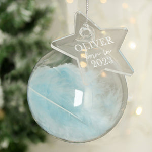 Personalised Born In Glass Bauble With Star