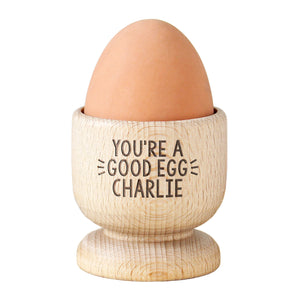 Personalised Wooden Good Egg Cup