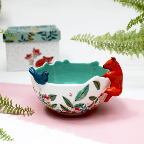 Porcelain Fox Decorative Bowl