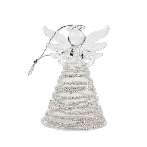 Christmas Glass Angel With Glitter Skirt