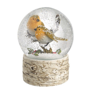Christmas Robin Pair Snow Globe