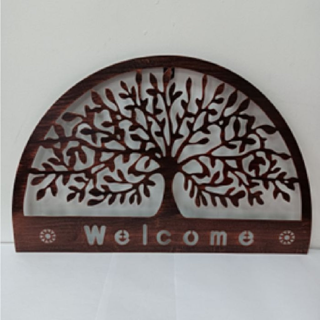 Garden Plaque Welcome Sign Brown Metal