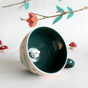 Large Porcelain Decorative Mug With Hidden Rabbit