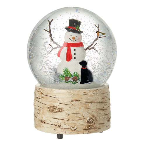 Christmas Snow Globe With Snowman Dog And A Cat