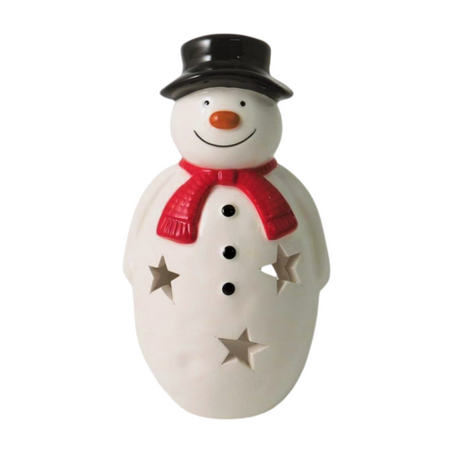 White Ceramic Tea Light Snowman