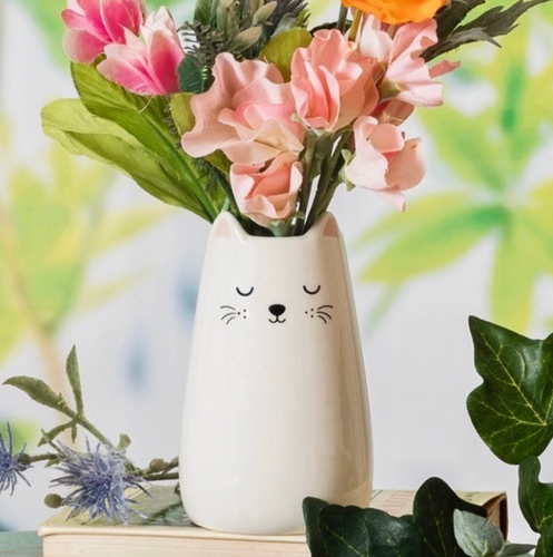 Little White Ceramic Cat Vase