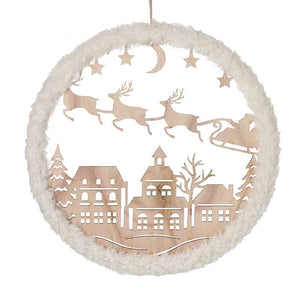 Flying Santa With Reindeer Cut Out Decoration