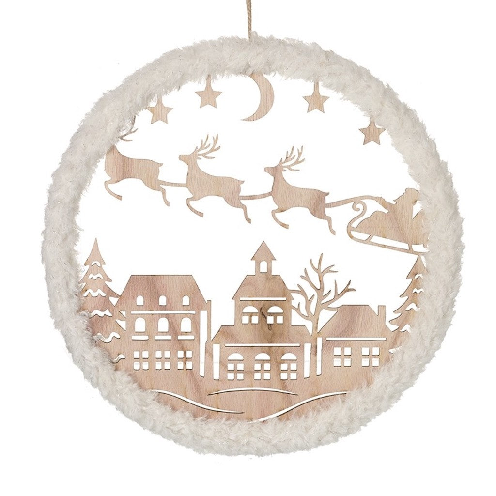 Flying Santa With Reindeer Cut Out Decoration