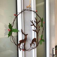 Handmade Metal Deer Pair Winter Wreath