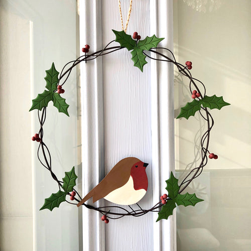 Handmade Metal Round Robin Wreath