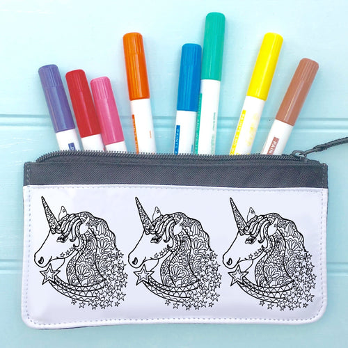 Unicorn Pencil Case To Colour In