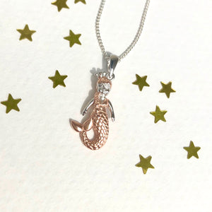 Sterling Silver And Rose Gold Mermaid Necklace