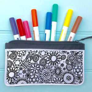 Flowers Pencil Case To Colour In