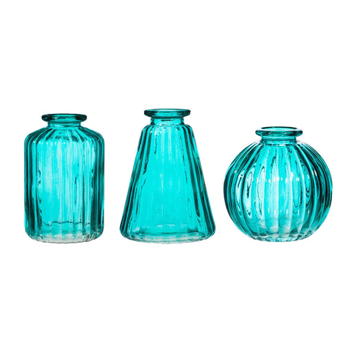 Set Of Three Bud Glass Vases