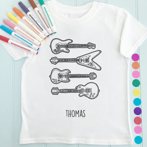 Guitars T-Shirt Personalised To Colour in
