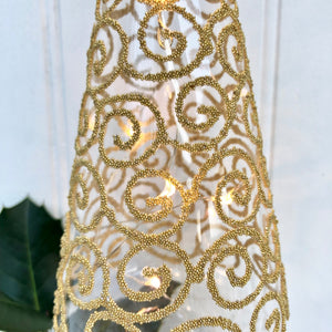 Light Up Gold Glass Tree Decoration