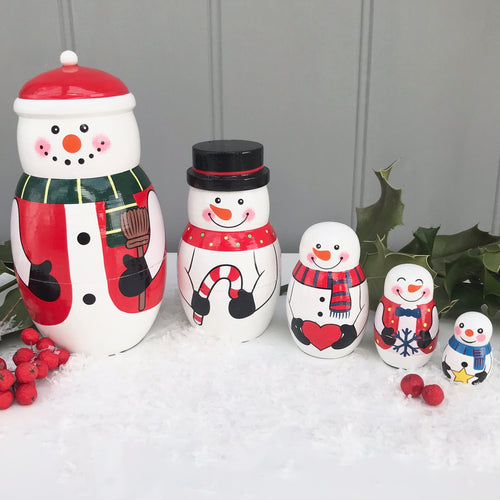 Christmas Snowman Russian Dolls Set