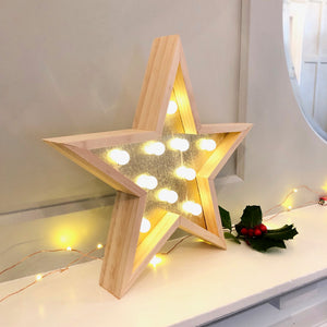 Large Light Up Wooden Star