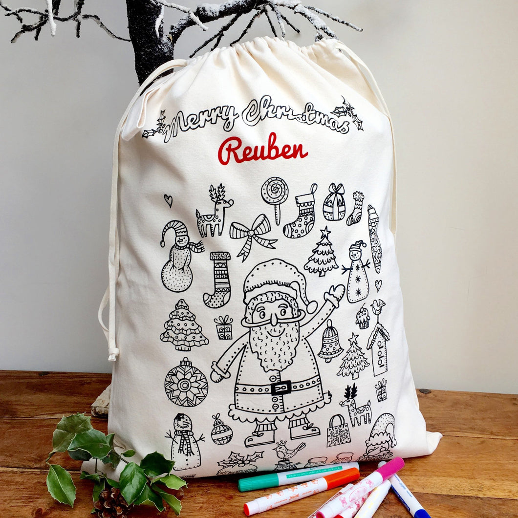 Colour in Personalised Christmas Sack