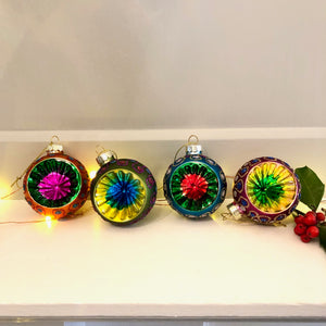 Vintage Style Indented Glass Bauble Set