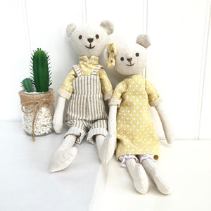 Personalised Linen Bear Soft Toy