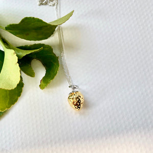 Sterling Silver And Gold Plated Strawberry Necklace