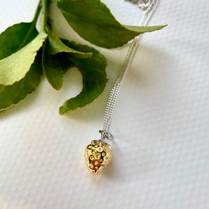 Sterling Silver And Gold Plated Strawberry Necklace