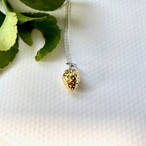 Sterling Silver And Gold Plated Strawberry Necklace