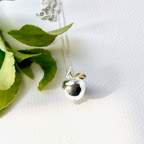 Sterling Silver And Gold Apple Necklace