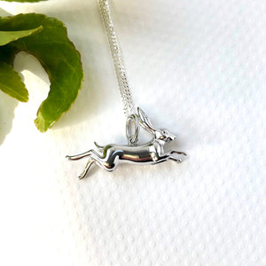 Sterling Silver Leaping Hare Necklace