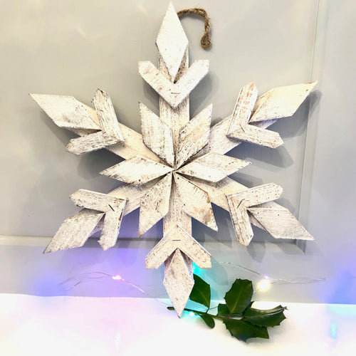 Large Handmade White Washed Snowflake