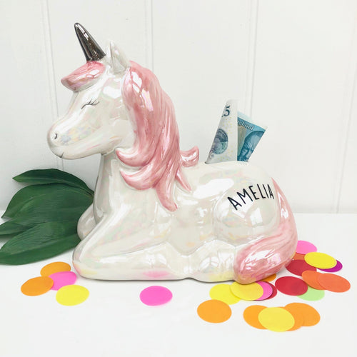 Personalised Money Box Unicorn