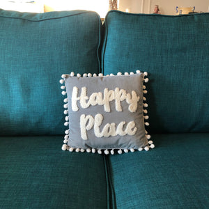 Happy Place Velvet Cushion