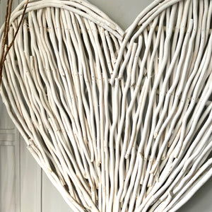 Giant White Willow Heart Wall Art