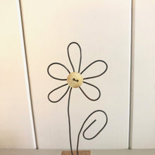 Wire Flower In Wood Block
