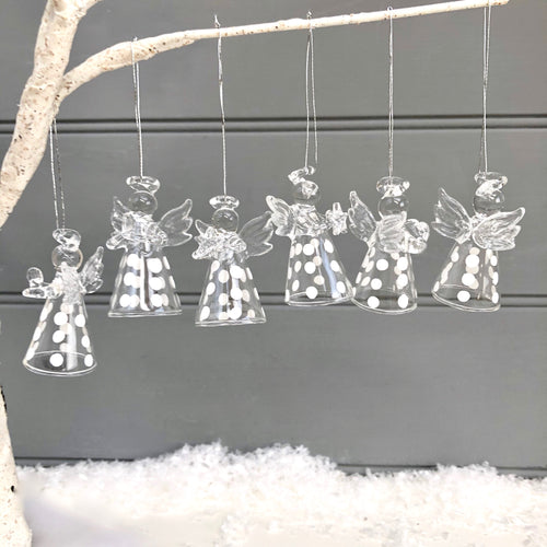 Christmas Polka Dot Glass Angel Set