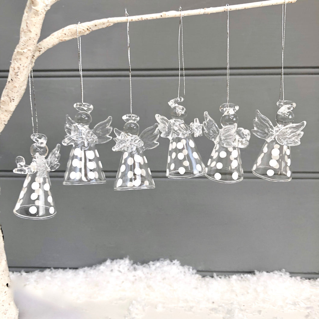 Christmas Polka Dot Glass Angel Set