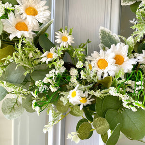 Large White Daisy And Eucalyptus Floral Wreath