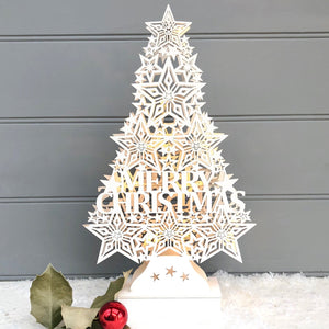 Merry Christmas White LED Tree