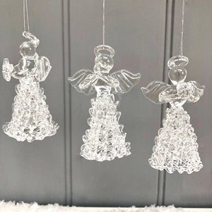 Christmas Glass Angel Set Of Three