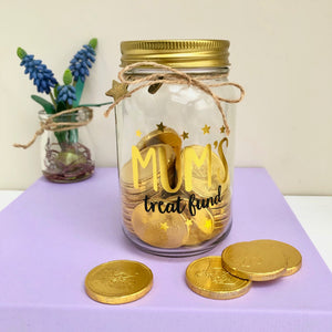 Mum's Treat Fund Money Box With Chocolate Coins