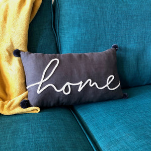 Grey Pom Pom Home Cushion