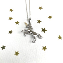 Sterling Silver And Rose Unicorn Necklace