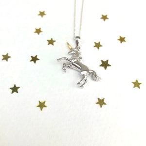 Sterling Silver And Rose Unicorn Necklace