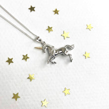 Sterling Silver And Rose Unicorn Necklace